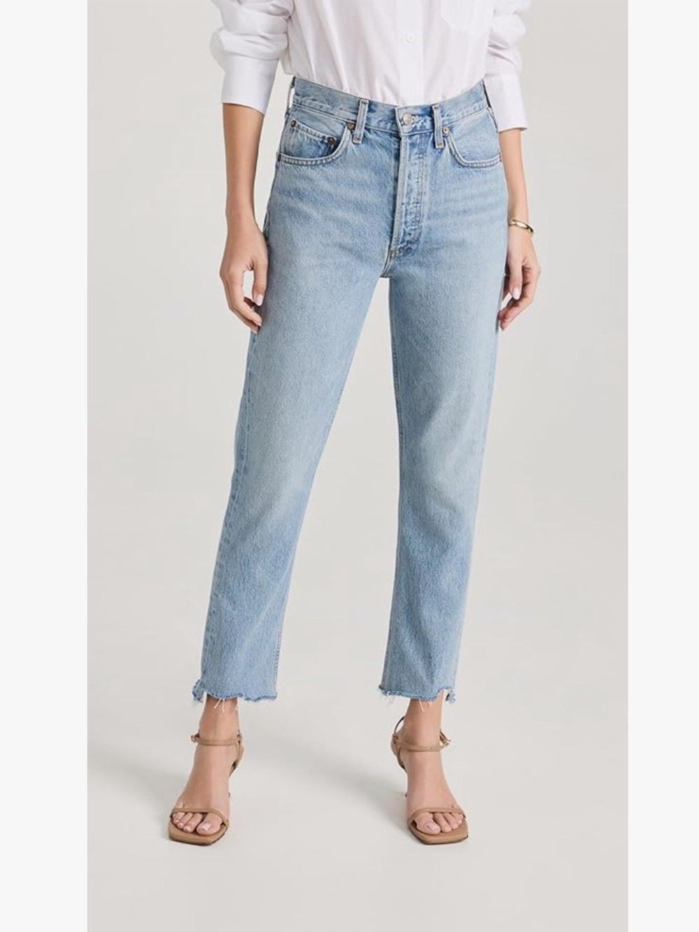 AGOLDE Women's Riley High Rise Straight Crop Jeans in Zephyr Wash
